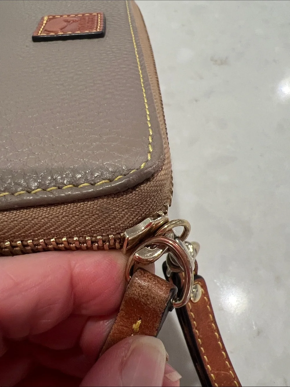 Dooney & Bourke Large Pebble Grain Wristlet Taupe